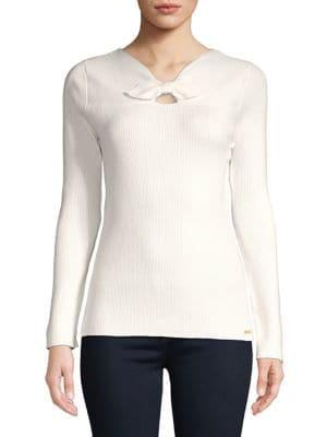 Ivanka Trump Knot Tie Ribbed Top