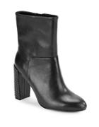 H Halston Lea High-heel Studded Leather Boots