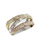 Effy 0.98 Tcw Diamond, 14k White, Yellow & Rose Gold Ring