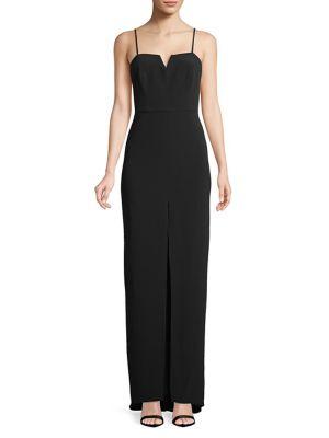H Halston Front Slit Column Gown