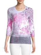 Olsen Printed Three-quarter Sleeve Top