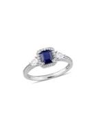 Sonatina 14k White Gold, Diamond And Blue And White Sapphire Three-stone Ring