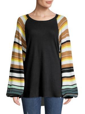 Free People Rainbow Long-sleeve Ribbed Top
