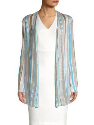 Context Beach Stripe Crochet Waterfall Cardigan