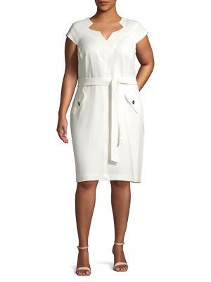Kasper Plus Tie-front Sheath Dress