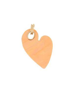 Robert Lee Morris Collection Sunset Orange Mother-of-pearl And Crystal Heart Pendant