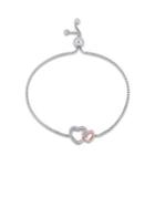 Sonatina Sterling Silver & Diamond Double Heart Adjustable Bracelet