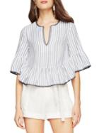 Bcbgmaxazria Striped Ruffled Bell Sleeves Cropped Top