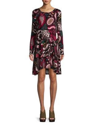 Context Long-sleeve Printed Swing Dress
