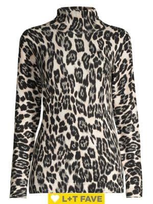 Context Petite Leopard-print Turtleneck Sweater