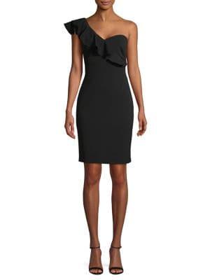 Calvin Klein One-shoulder Ruffled Sheath Dress