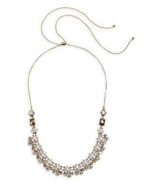 Badgley Mischka 10k Gold, Faux Pearl & Crystal Statement Necklace