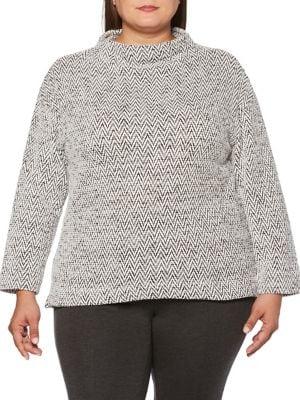 Rafaella Plus Plus Chevron Jacquard Mockneck Sweater