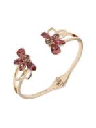 Anne Klein Goldtone And Cubic Zirconia Floral Hinged Cuff Bracelet