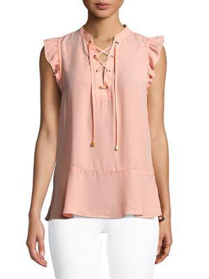 Michael Michael Kors Lace-up Ruffle Top