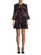 Bardot Floral Bell-sleeve Fit-&-flare Dress