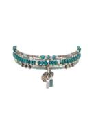 Chan Luu Five Row Turquoise Beaded Bracelet