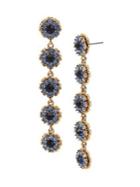 Miriam Haskell Goldtone & Blue Crystal Floral Drop Earrings