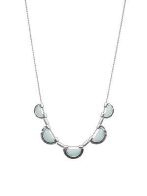 Lucky Brand Global Tribes Silvertone, Aqua Terra Jasper & Crystal Collar Necklace