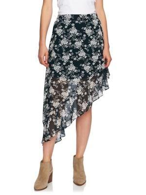 1.state Floral Ruffle Asymmetrical Skirt