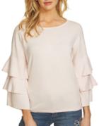 Cece Tiered Bell Sleeve Cotton Sweater