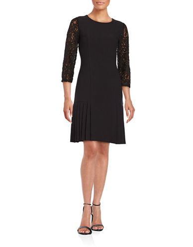 Karl Lagerfeld Paris Lace-sleeved Flared Dress