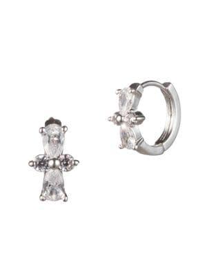 Anne Klein Silvertone Crystal Huggie Hoop Earrings