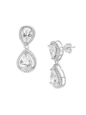 Lord & Taylor Rhodium-plated Sterling Silver & Crystal Dangle Teardrop Earrings