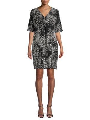 H Halston Deep V-neck Shift Dress