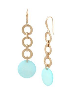 Robert Lee Morris Soho Moonrise Blue Mother-of-pearl And Crystal Link Linear Drop Earrings
