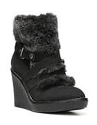 Fergie Omega Faux Fur-trimmed Wedge Booties