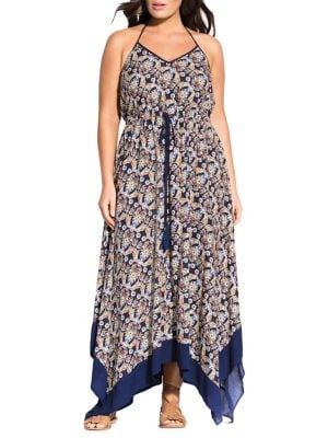 City Chic Plus Boho Border Hem Maxi Dress