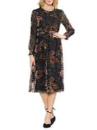 Vince Camuto Estate Jewels Floral Velvet Midi Dress