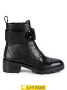 Karl Lagerfeld Paris Pippa Embellished Strap Leather Boots