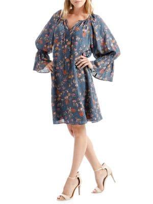 Lucky Brand Floral-print Bell-sleeve Shift Dress