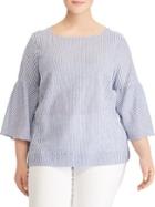 Lauren Ralph Lauren Plus Striped Stretch Bell-sleeve Top