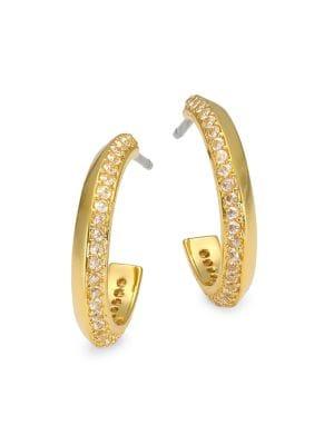 Kate Spade New York Raise The Bar 12k Yellow Goldplated & Cubic Zirconia Pave Huggie Hoop Earrings