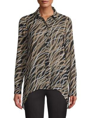 Michael Michael Kors Chain-print Handkerchief Hem Blouse