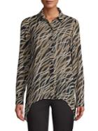 Michael Michael Kors Chain-print Handkerchief Hem Blouse