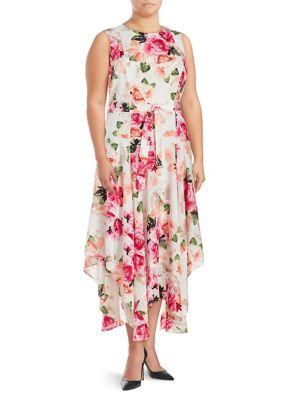 Calvin Klein Plus Floral Handkerchief Dress