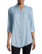 Foxcroft Chambray Button-front Top