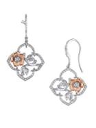 Sonatina Flower Filigree 14k Two-tone & Diamond Drop Earrings