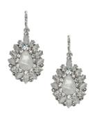 Marchesa Rhodium, Opal, Silver-plated Cluster Drop Earrings