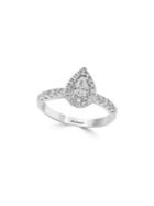 Effy 14k White Gold & Pear Diamond Ring