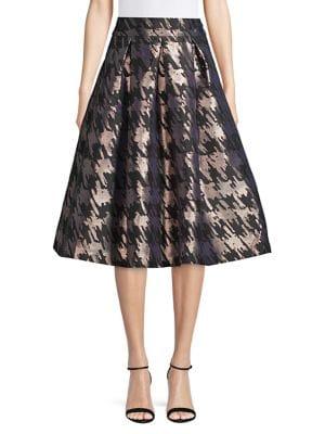 Eliza J Houndstooth High-rise Flared Skirt