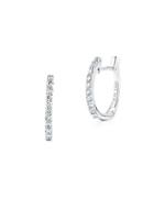 Roberto Coin Diamond And 18k White Gold Hoops, 0.25in
