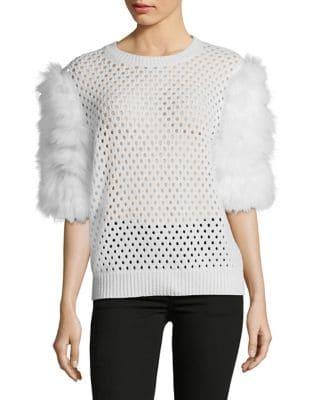 Magaschoni Dyed Fox Fur Perforated Cashmere Sweater