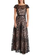 Karl Lagerfeld Paris Short Sleeve 3-d Floral Gown