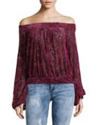 Free People Ginger Berry Off-the-shoulder Patterned Top