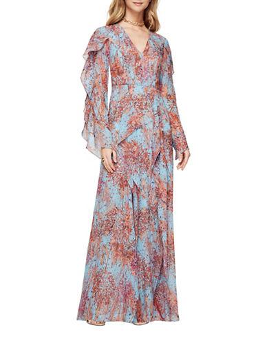 Bcbgmaxazria Kalen Silk Chiffon Floral-print Dress